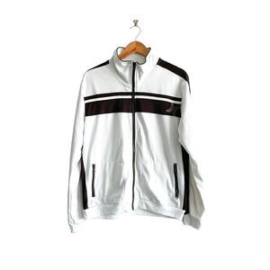 Hurley Mens Y2K Athlete Jacket Full Zip Mock Neck White Brown Large